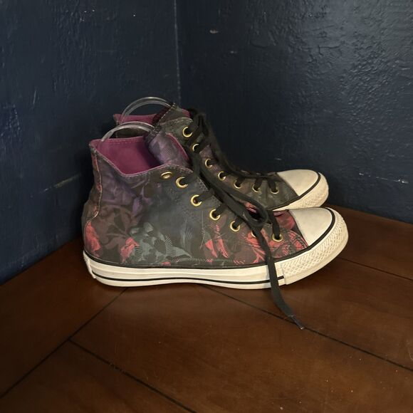 Converse Chuck Taylor All Star Pro High Top Pink Flowers W/Green SZ 8 Wms -6 Men - Picture 7 of 13